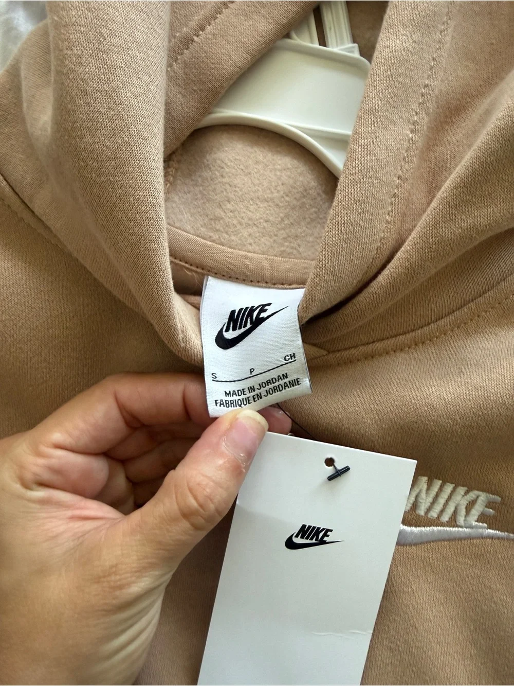 Nike Kids Tan/Camel Hoodie with White Swoosh